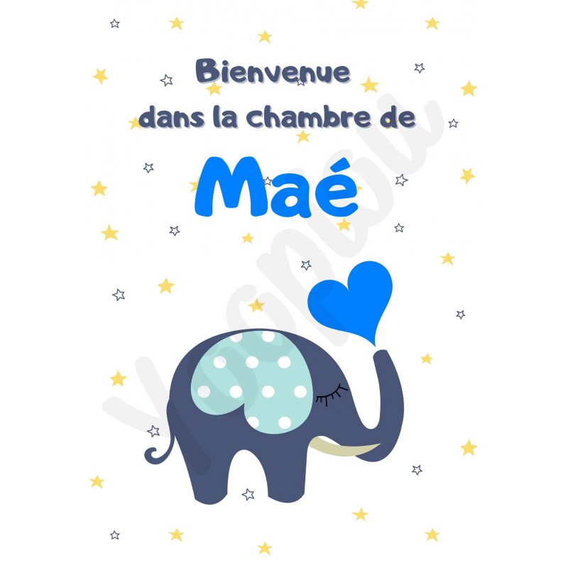 Affiche de décoration ''Bienvenue'' - bleu