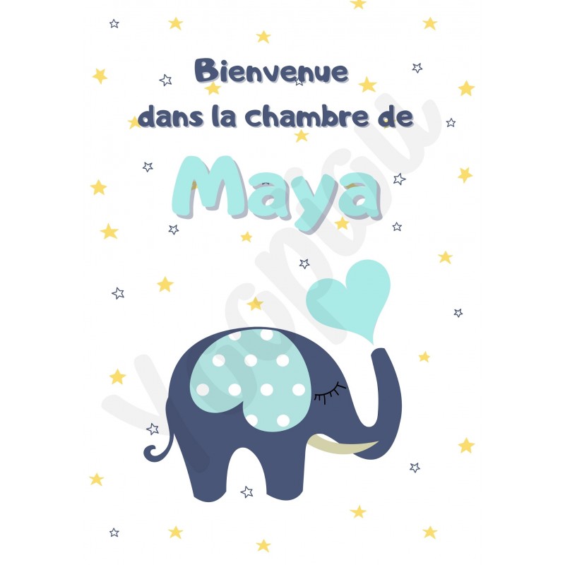 Affiche de décoration ''Bienvenue'' - turquoise