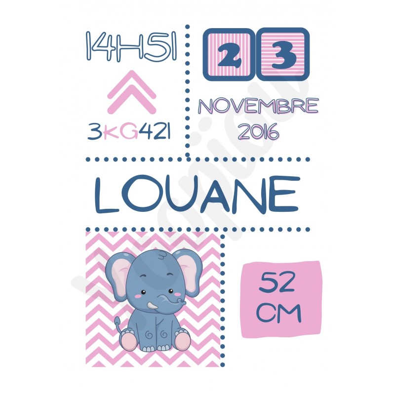 Affiche de naissance ''Éléphant''