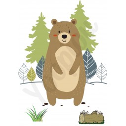 Affiche de décoration ''Ours et sapins''