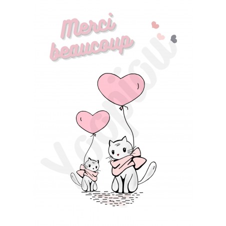 Carte remerciements ''chats coeurs''