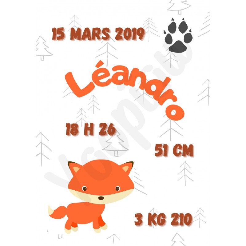 Affiche de naissance ''Renard''